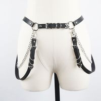 Fashion Solid Color Pu Leather Metal Chain Women's Corset Belts 1 Piece sku image 5