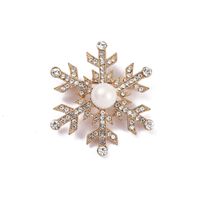 Fashion Snowflake Imitation Pearl Alloy Rhinestone Women's Brooches sku image 3