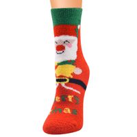 Women's Cute Christmas Tree Santa Claus Elk Coral Fleece Jacquard Crew Socks sku image 2