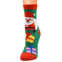 Women's Cute Christmas Tree Santa Claus Elk Coral Fleece Jacquard Crew Socks sku image 7