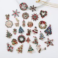 Fashion Christmas Tree Alloy Plating Inlay Artificial Gemstones Unisex Brooches main image 1