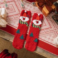 Women's Cute Christmas Tree Santa Claus Gingerbread Coral Fleece Crew Socks sku image 6