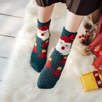 Women's Cute Christmas Tree Santa Claus Gingerbread Coral Fleece Crew Socks main image 4