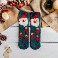 Women's Cute Christmas Tree Santa Claus Gingerbread Coral Fleece Crew Socks sku image 11