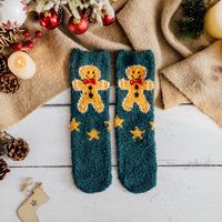 Women's Cute Christmas Tree Santa Claus Gingerbread Coral Fleece Crew Socks sku image 19