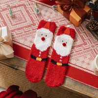 Women's Cute Christmas Tree Santa Claus Gingerbread Coral Fleece Crew Socks sku image 8