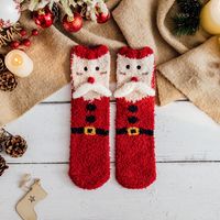 Femmes Mignon Sapin De Noël Père Noël Pain D'épice Molleton Crew Socks sku image 20