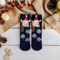Women's Cute Christmas Tree Santa Claus Gingerbread Coral Fleece Crew Socks sku image 17