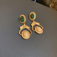 Fashion Heart Shape Copper Plating Inlay Artificial Gemstones Drop Earrings 1 Pair sku image 9
