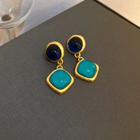 Fashion Heart Shape Copper Plating Inlay Artificial Gemstones Drop Earrings 1 Pair sku image 25