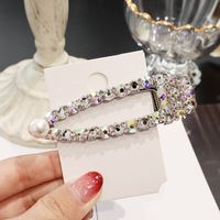 Fashion Geometric Alloy Inlay Artificial Pearls Rhinestones Hair Clip 1 Piece sku image 10