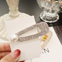 Fashion Geometric Alloy Inlay Artificial Pearls Rhinestones Hair Clip 1 Piece sku image 22