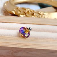 Simple Style Round Titanium Steel Inlay Artificial Gemstones Ear Studs 1 Piece sku image 37