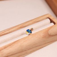 Simple Style Round Titanium Steel Inlay Artificial Gemstones Ear Studs 1 Piece sku image 19