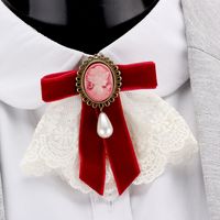 Retro Bow Knot Cloth Pearl Lace Women's Brooches sku image 1