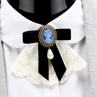 Retro Bow Knot Cloth Pearl Lace Women's Brooches sku image 2