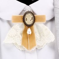 Retro Bow Knot Cloth Pearl Lace Women's Brooches sku image 5