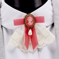 Retro Bow Knot Cloth Pearl Lace Women's Brooches sku image 6