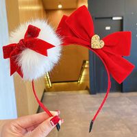 Fashion Bow Knot Cloth Pom Poms Inlay Artificial Gemstones Artificial Pearls Hair Clip Hair Band sku image 35