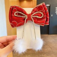 Fashion Bow Knot Cloth Pom Poms Inlay Artificial Gemstones Artificial Pearls Hair Clip Hair Band sku image 32