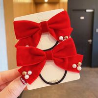 Fashion Bow Knot Cloth Pom Poms Inlay Artificial Gemstones Artificial Pearls Hair Clip Hair Band sku image 13