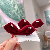 Fashion Bow Knot Cloth Pom Poms Inlay Artificial Gemstones Artificial Pearls Hair Clip Hair Band sku image 22