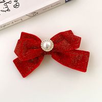 Fashion Bow Knot Cloth Pom Poms Inlay Artificial Gemstones Artificial Pearls Hair Clip Hair Band sku image 24