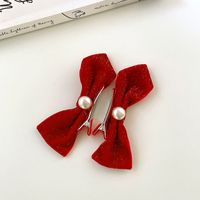 Fashion Bow Knot Cloth Pom Poms Inlay Artificial Gemstones Artificial Pearls Hair Clip Hair Band sku image 14