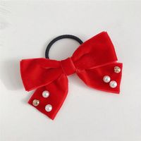 Fashion Bow Knot Cloth Pom Poms Inlay Artificial Gemstones Artificial Pearls Hair Clip Hair Band sku image 4