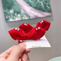 Fashion Bow Knot Cloth Pom Poms Inlay Artificial Gemstones Artificial Pearls Hair Clip Hair Band sku image 15