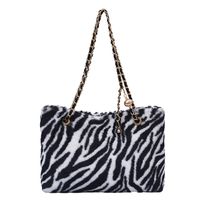Women's Large Plush Zebra Leopard Fashion Square Zipper Shoulder Bag sku image 1