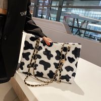 Women's Large Plush Zebra Leopard Fashion Square Zipper Shoulder Bag main image 1