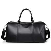 Men's Fashion Solid Color Pu Leather Waterproof Travel Bags sku image 1