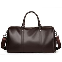 Men's Fashion Solid Color Pu Leather Waterproof Travel Bags sku image 2