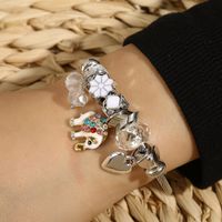 Fashion Elephant Stainless Steel Asymmetrical Handmade Inlay Zircon Bangle 1 Piece main image 1