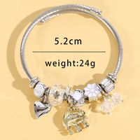 Fashion Elephant Stainless Steel Asymmetrical Handmade Inlay Zircon Bangle 1 Piece main image 2