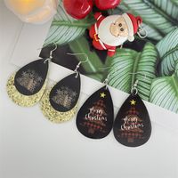 Nordic Style Christmas Tree Santa Claus Letter Pu Leather Women's Ear Hook 1 Pair main image 7