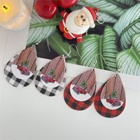 Nordic Style Christmas Tree Santa Claus Letter Pu Leather Women's Ear Hook 1 Pair main image 6