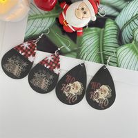 Nordic Style Christmas Tree Santa Claus Letter Pu Leather Women's Ear Hook 1 Pair main image 5