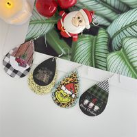 Nordic Style Christmas Tree Santa Claus Letter Pu Leather Women's Ear Hook 1 Pair main image 4