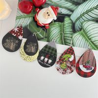 Style Nordique Sapin De Noël Père Noël Lettre Faux Cuir Femmes Crochet D'oreille 1 Paire main image 1