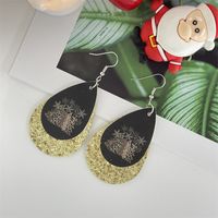 Nordic Style Christmas Tree Santa Claus Letter Pu Leather Women's Ear Hook 1 Pair sku image 3