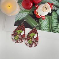 Nordic Style Christmas Tree Santa Claus Letter Pu Leather Women's Ear Hook 1 Pair sku image 4