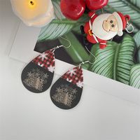 Nordic Style Christmas Tree Santa Claus Letter Pu Leather Women's Ear Hook 1 Pair sku image 5