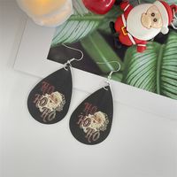 Nordic Style Christmas Tree Santa Claus Letter Pu Leather Women's Ear Hook 1 Pair sku image 7