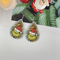 Nordic Style Christmas Tree Santa Claus Letter Pu Leather Women's Ear Hook 1 Pair sku image 9