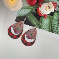 Nordic Style Christmas Tree Santa Claus Letter Pu Leather Women's Ear Hook 1 Pair sku image 1