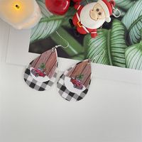 Nordic Style Christmas Tree Santa Claus Letter Pu Leather Women's Ear Hook 1 Pair sku image 2