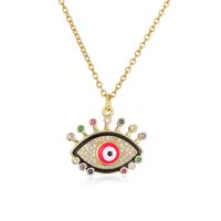Fashion Devil's Eye Copper Enamel Gold Plated Zircon Pendant Necklace 1 Piece sku image 2
