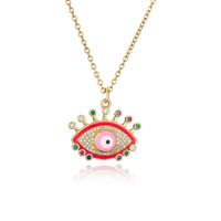 Fashion Devil's Eye Copper Enamel Gold Plated Zircon Pendant Necklace 1 Piece sku image 3